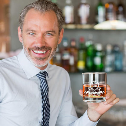 Whiskyglas 40. Geburtstag Männer 360ml in Holzkiste - 1984 Bourbon Glas