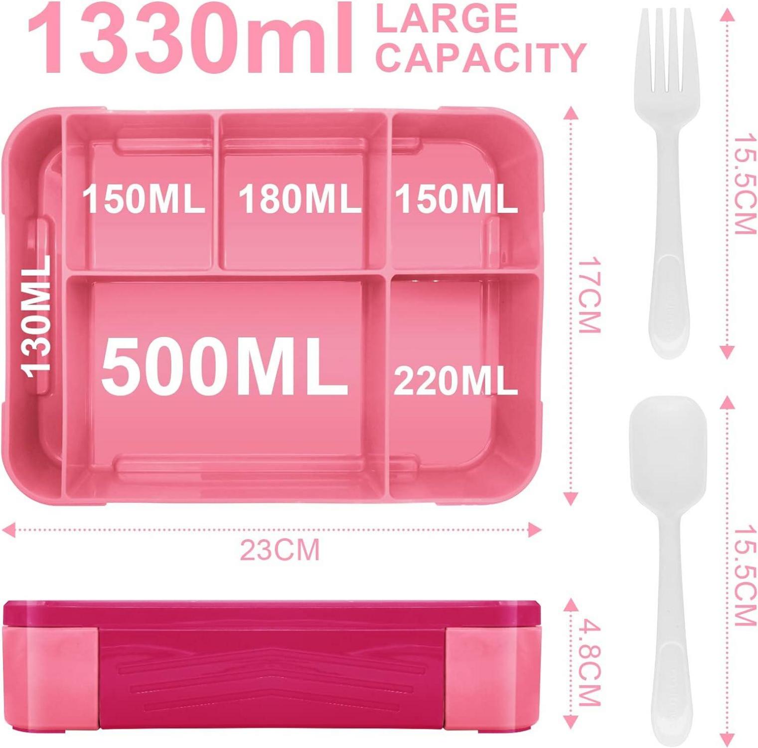 Brotdose mit Fächern 1300ml Auslaufsicher Bento Box Kinder