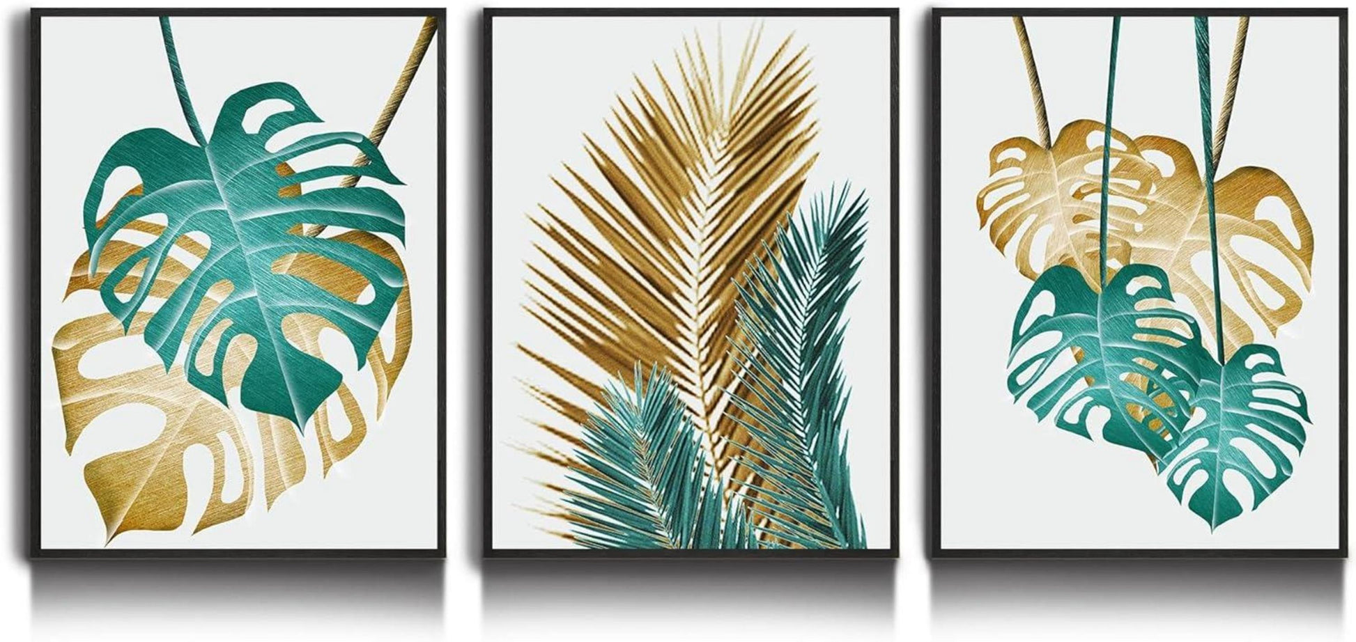 Monstera Pflanzenbilder Set Schwarz-Rahmen 40x30cm Wohnzimmer Schlafzimmer