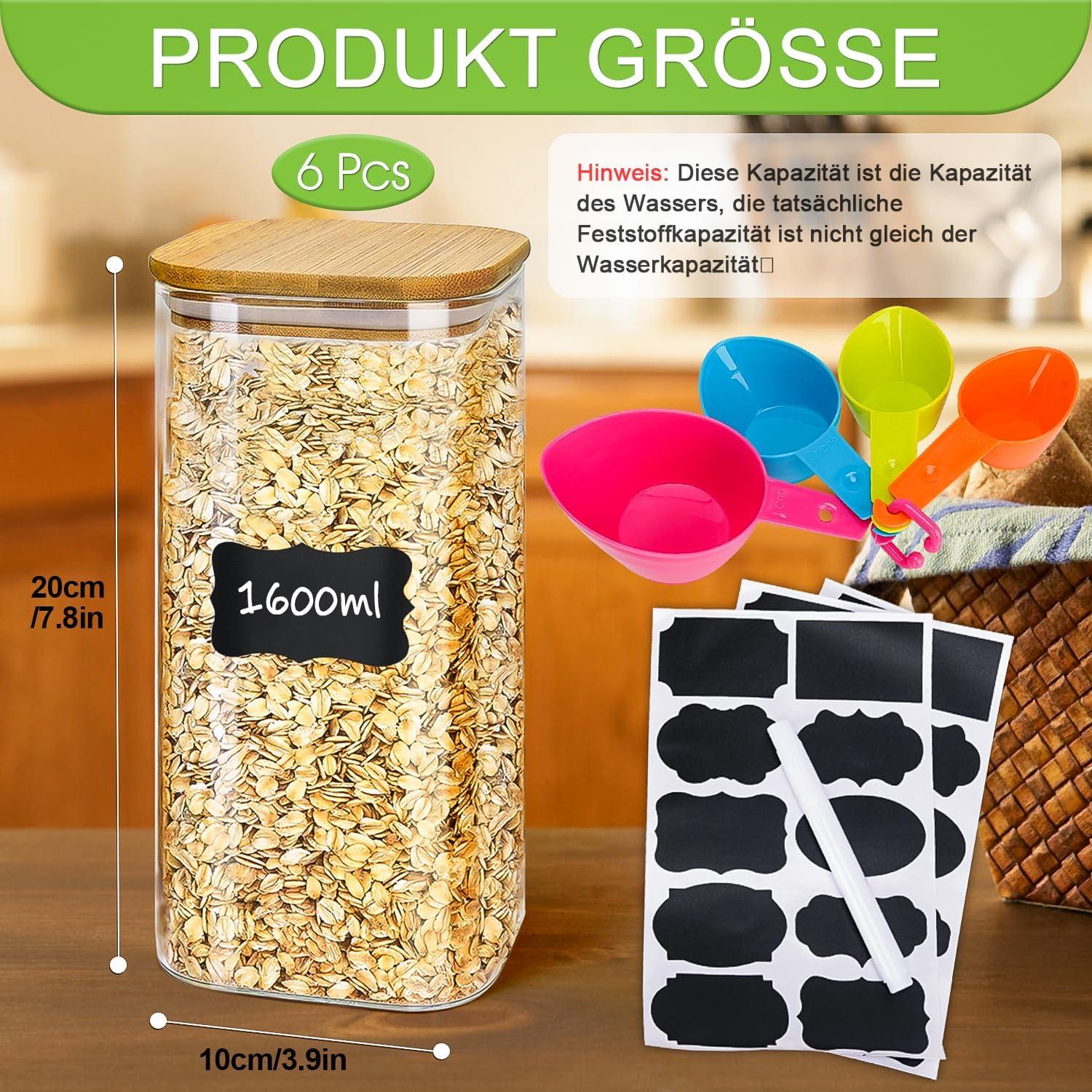 OSORD Vorratsdosen Glas mit Deckel 6er