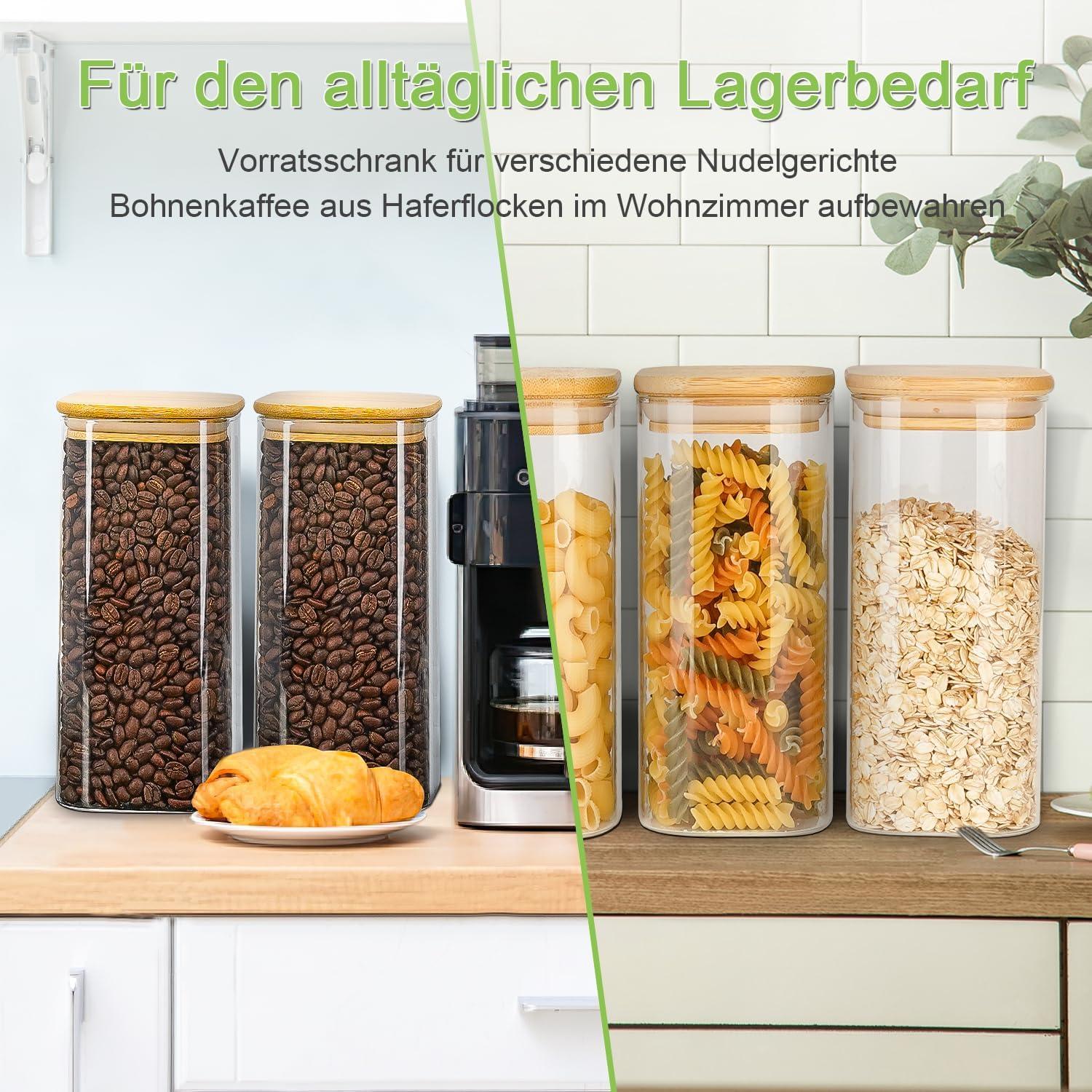 Vorratsdosen Glas mit Deckel 6er Set Eckig Vorratsgläser