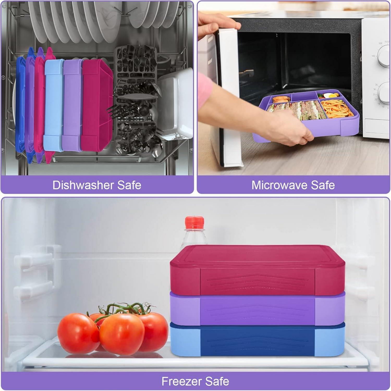 Brotdose Kinder Lunchbox 1300ml mit Fächern Auslaufsicher Bento Box