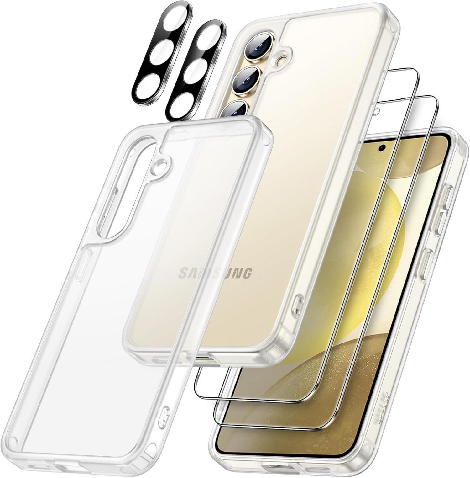 Prämie Matt Hülle Samsung Galaxy S24 5G 2x Schutzfolie Gehärtet Glas
