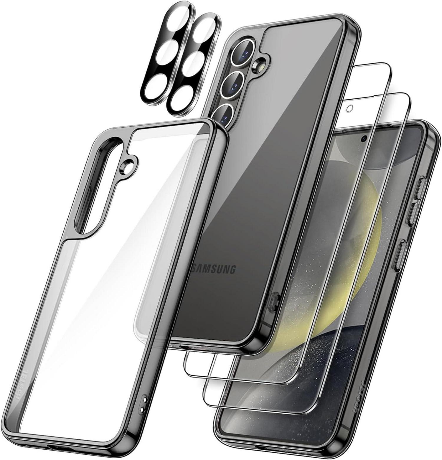 Samsung Galaxy S24+ 5G Hülle mit Gehärtete Glas Schutzfolie in Schwarz