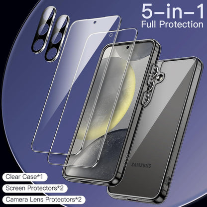 Samsung Galaxy S24+ 5G Hülle mit Gehärtete Glas Schutzfolie in Schwarz