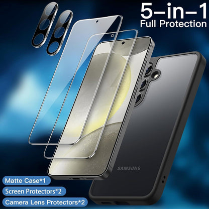 Schutzhülle für Samsung Galaxy S24 5G mit Schutzfolie und Kameraschutz