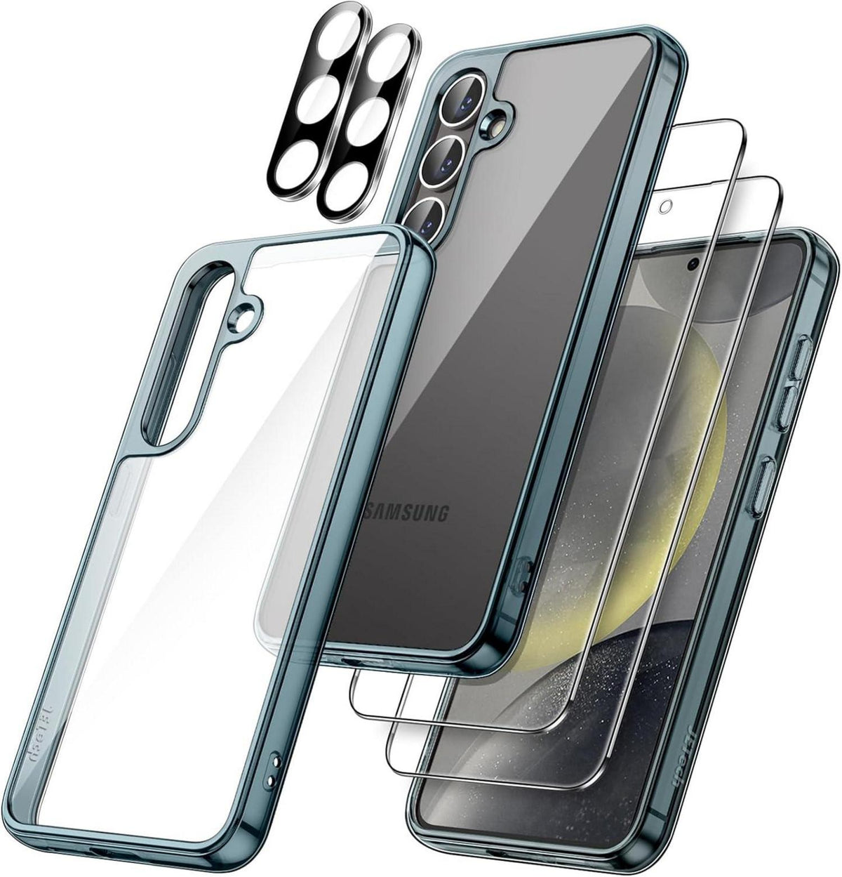5-in-1 Hülle für Samsung Galaxy S24+ 5G mit Gehärtetem Glas