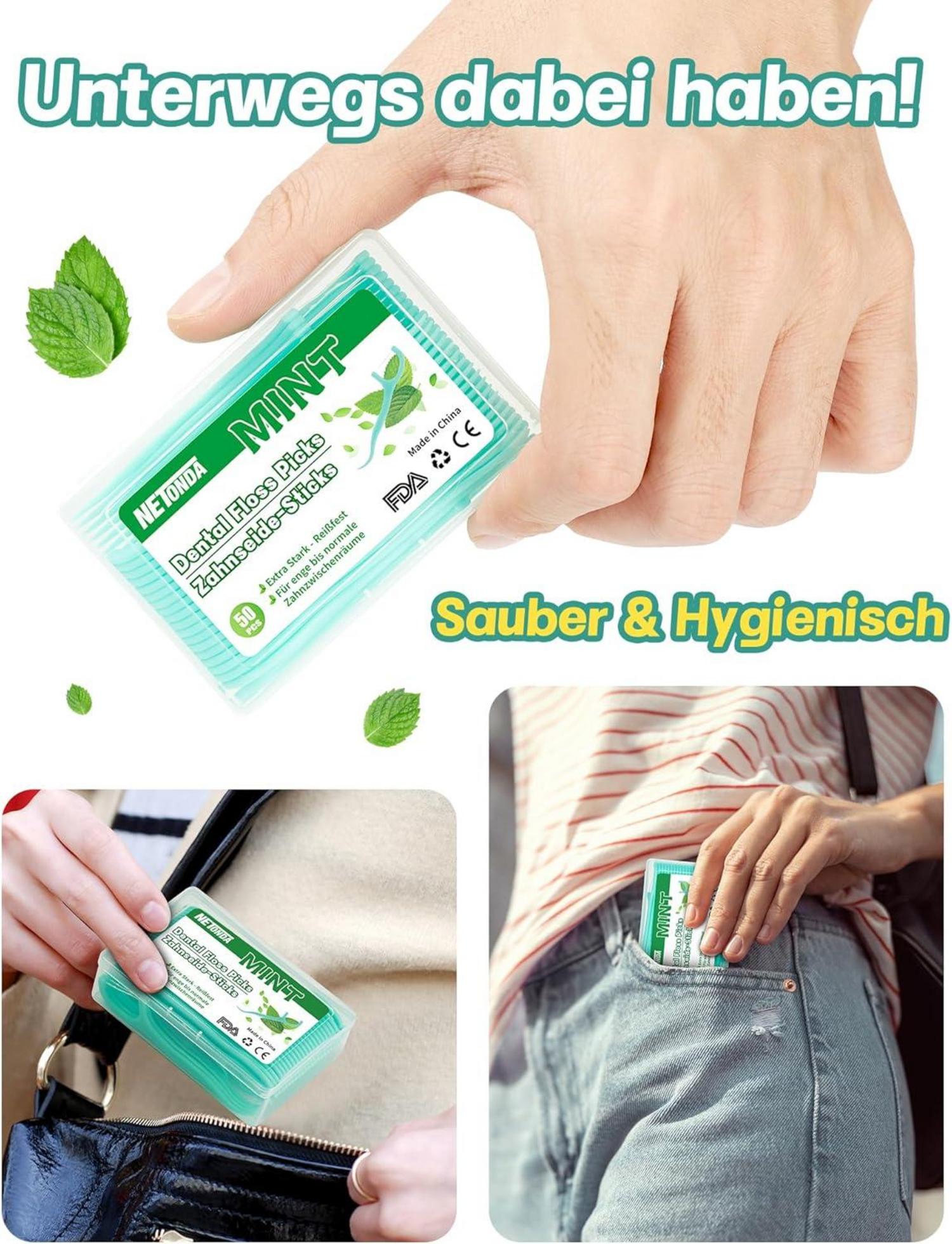 Zahnseide Sticks Minze 200 Stück Zahnreinigung Zwischenraum Floss Mint Dental