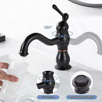 Retro Waschtischarmatur Schwarz Matt 360° Drehbar