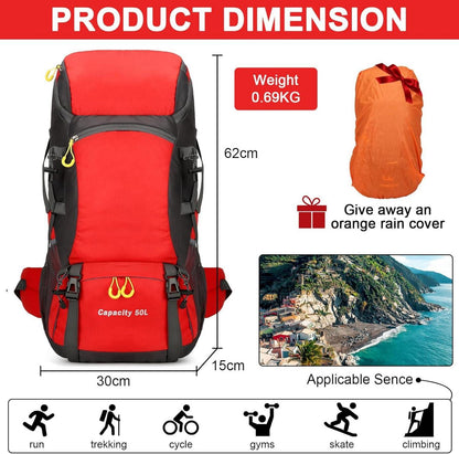 Wanderrucksack 50L Trekkingrucksack Regenhülle