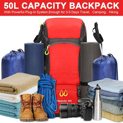 Wanderrucksack 50L Trekkingrucksack Regenhülle Wasserdicht Camping