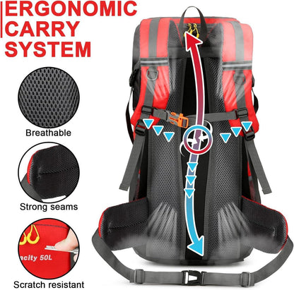 Wanderrucksack 50L Trekkingrucksack Wasserdichter Campingrucksack
