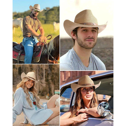 Cowboyhut Damen Herren – Verstellbar, Faltbar & Windband