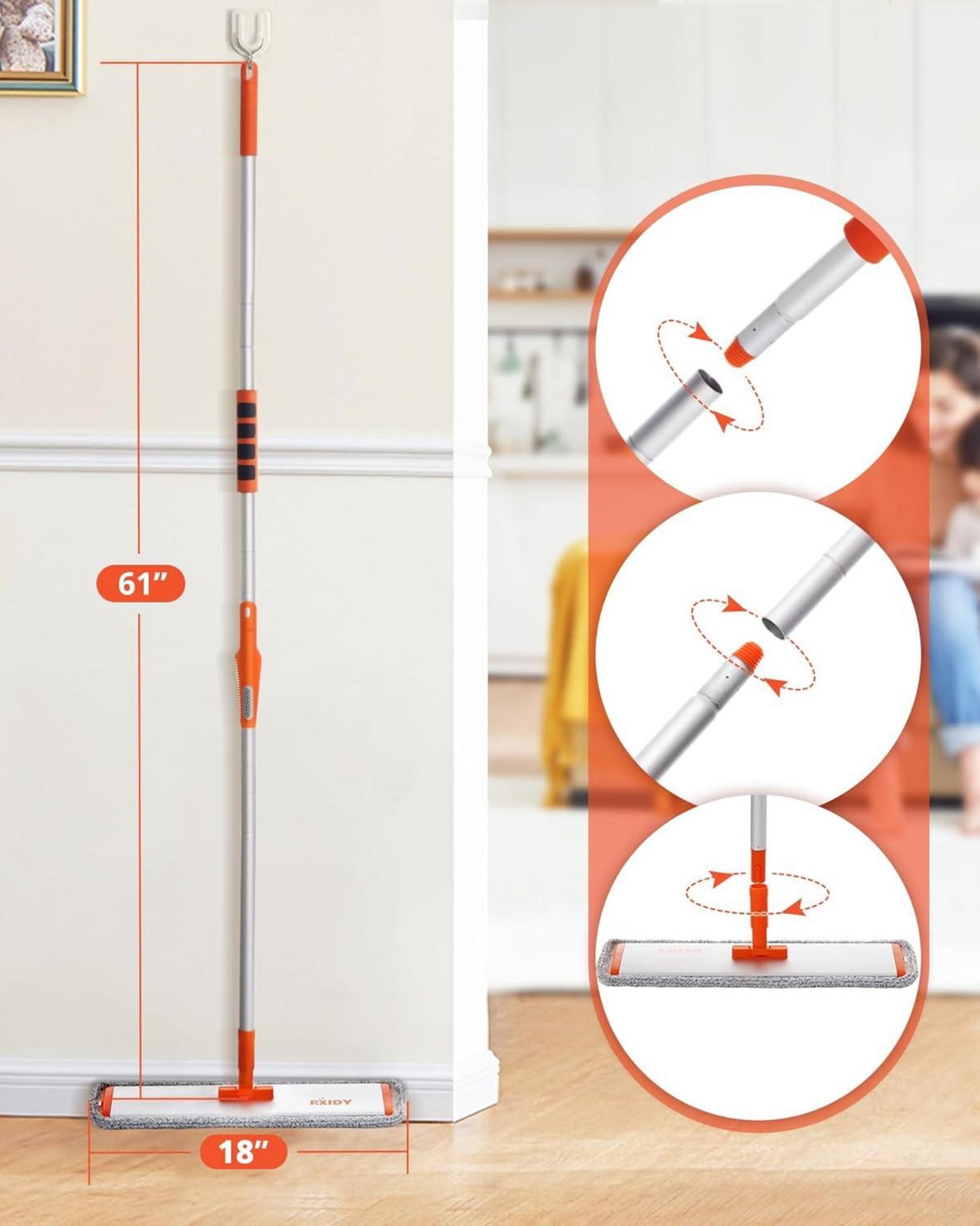 Großer Bodenwischer Wischer mit 4 Pads & Fensterschaber 45CM