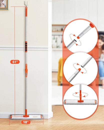 Großer Bodenwischer Wischer mit 4 Pads & Fensterschaber 45CM