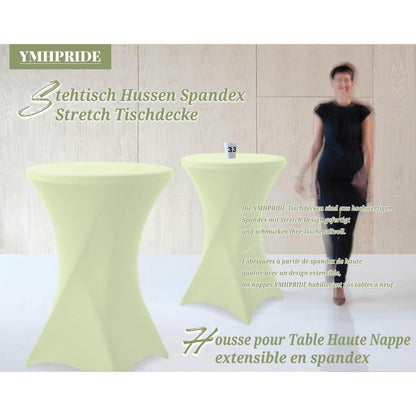 3er-Set Stretch Tischdecken Salbeigrün Ø 80-85 cm für Stehtische