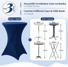 3er-Set Stretch Stehtisch Husse Bistrotisch Dunkelblau