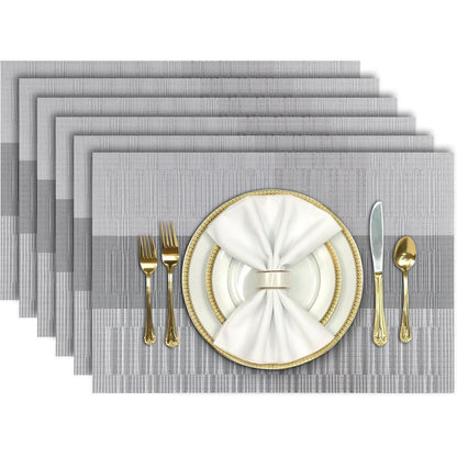 Platzsets 6er Set PVC rutschfest hitzebeständig Bambus-grau