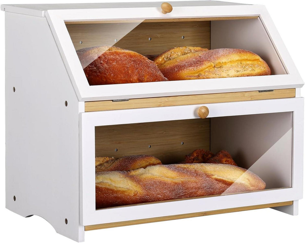 Bambus Brotkasten für 2 Etagen Brotbehälter lebensmittelecht
