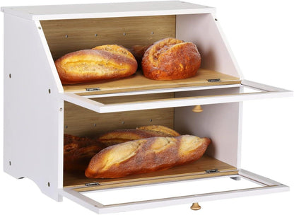 Bambus Brotkasten 2 Etagen lebensmittelecht Brotaufbewahrung