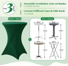 3er-Set Stretch Stehtisch Husse Dunkelgrün Ø80-85cm Spandex