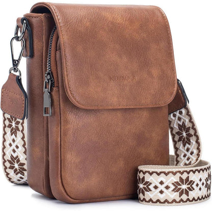 MUIIKOLA Damen Handytasche RFID Umhängetasche Leder