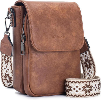 Handytasche Damen Leder RFID Umhängetasche Große Kapazität