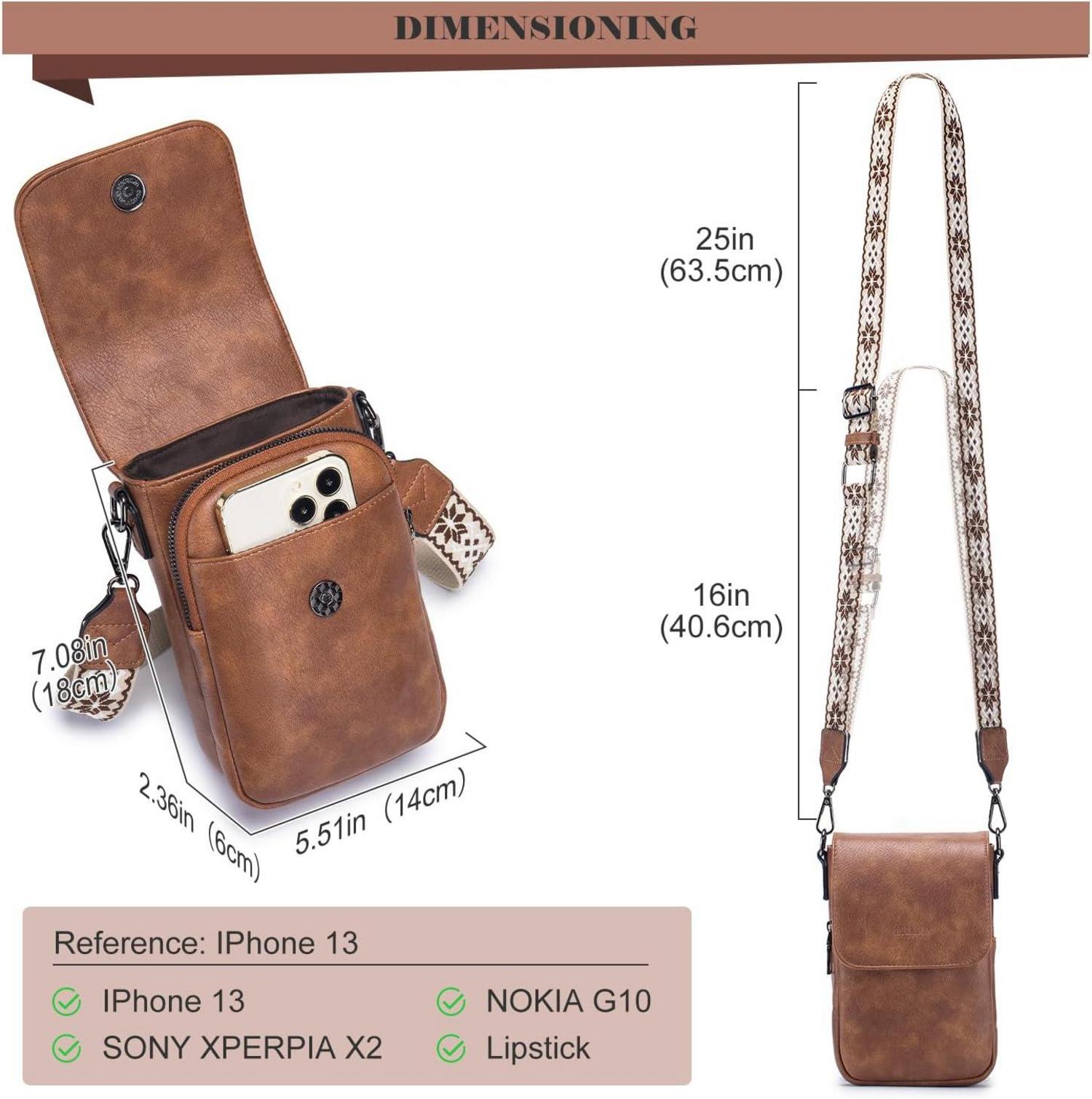 MUIIKOLA Handytasche Umhängetasche RFID Damen Leder Z-brown