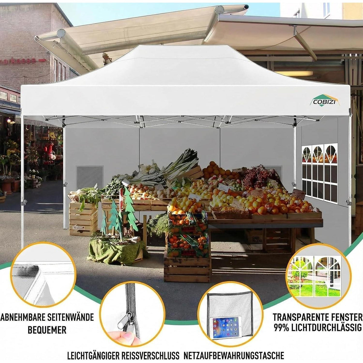 Faltpavillon 3x4.5 Wasserdicht mit Seitenteilen – Gartenpavillon