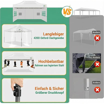 Faltpavillon 3x4.5 Wasserdicht mit Seitenteilen – Gartenpavillon