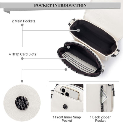 Handytasche Umhängetasche RFID Leder breiter Gurt abnehmbar beige