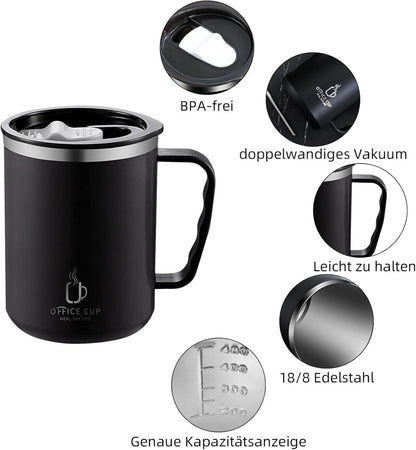 Thermobecher Kaffee To Go 500ml Edelstahl Doppelwandig