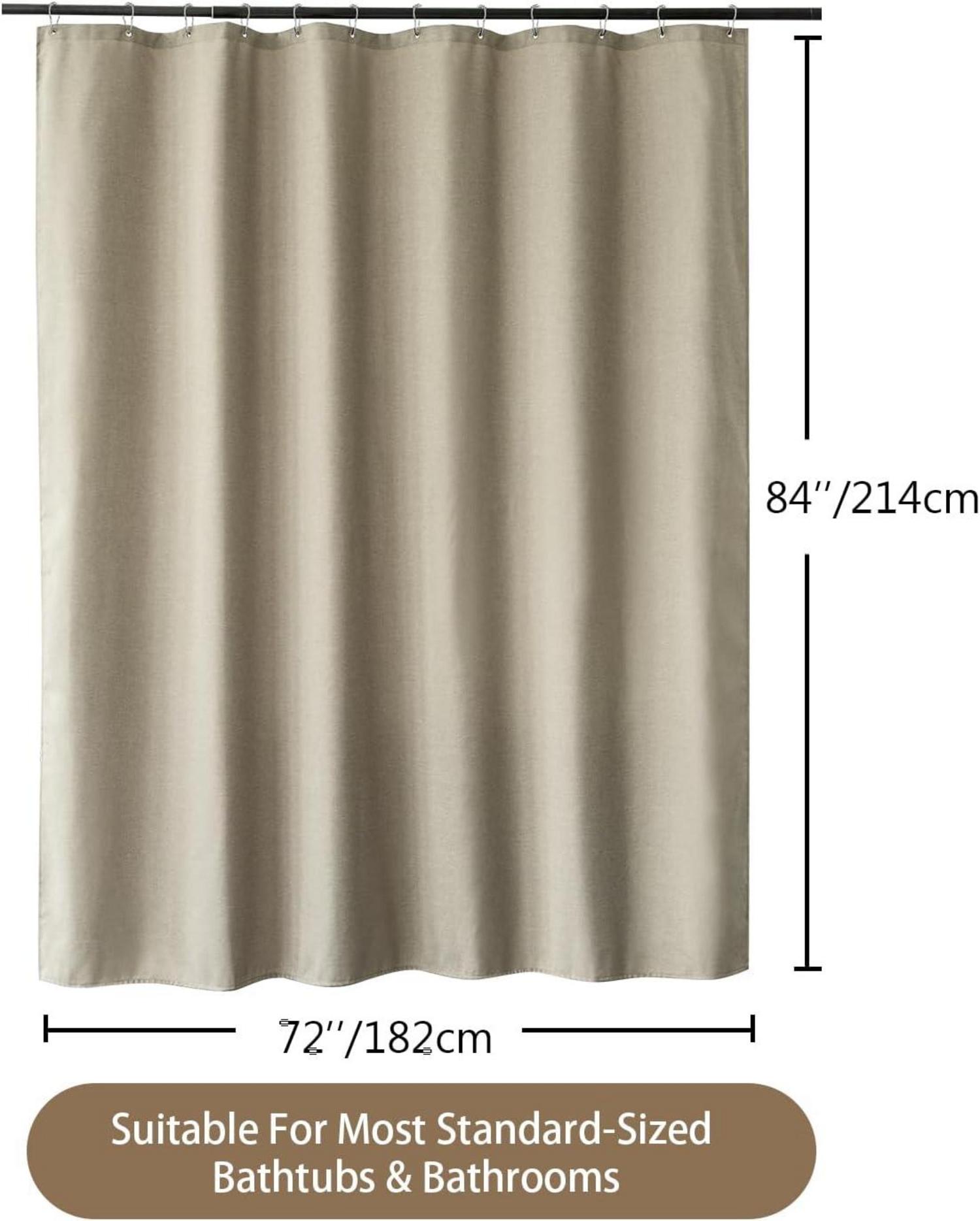 Duschvorhang Leinen Taupe Anti Schimmel 182x214cm wasserdicht