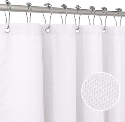 Duschvorhang Leinen mit Metall-Duschvorhangringe Stoff Textil Wasserdicht 182x214cm