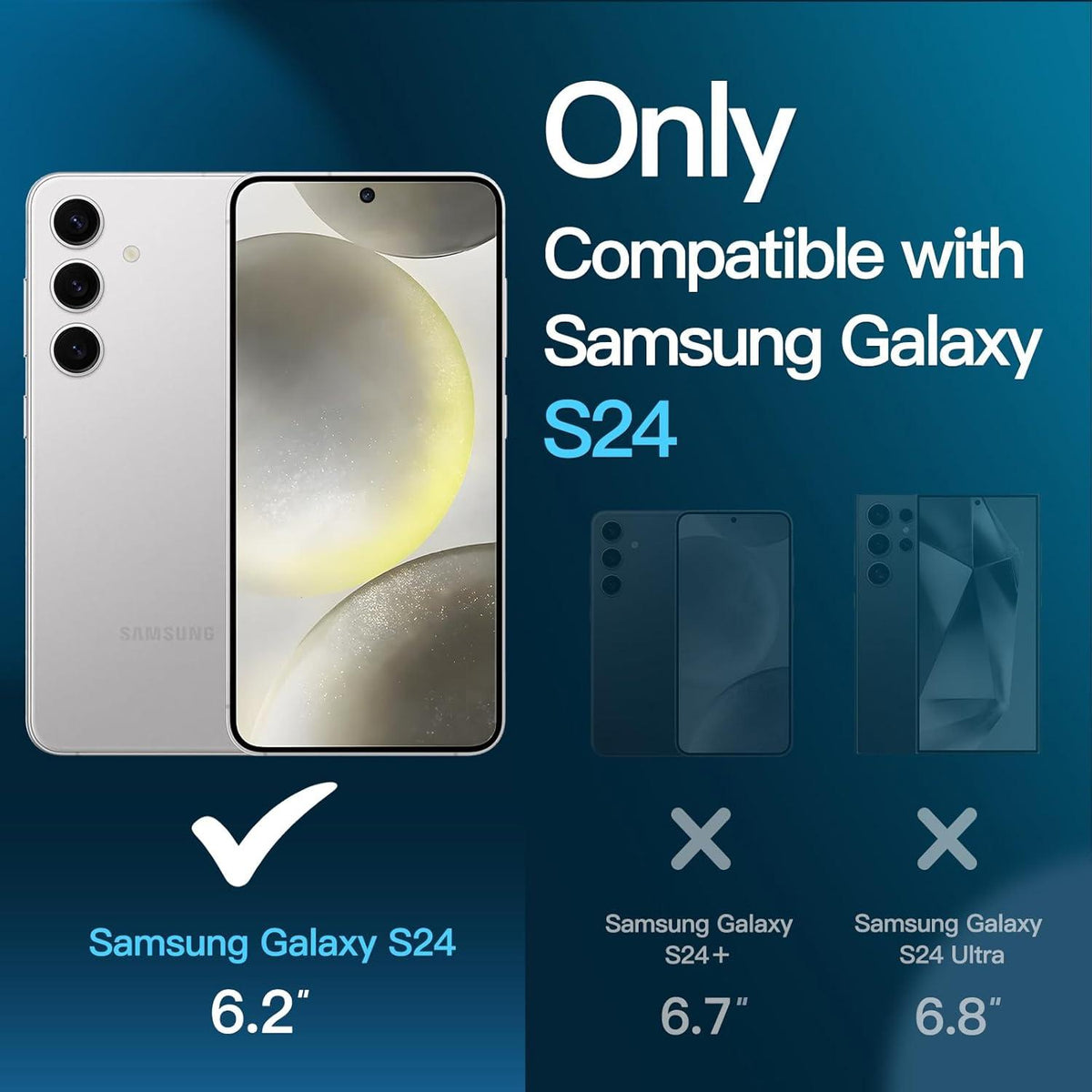 Schutzfolie Samsung Galaxy S24 5G 6,2 Zoll 9H Glas 3 Stück