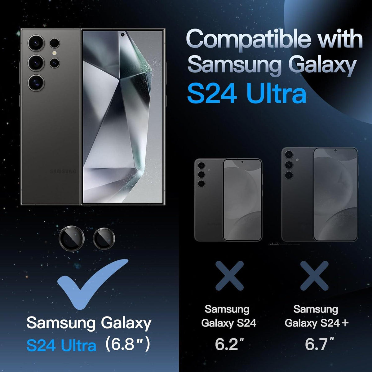 Kameraschutz Samsung Galaxy S24 Ultra 9H Glas Metallring