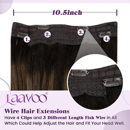 Echthaar Draht Extensions Braun Ombre 35cm #2/8/2
