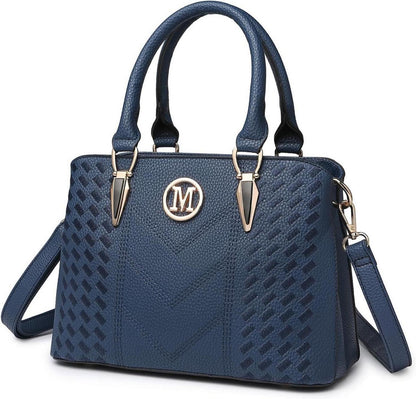 Handtasche Damen Mittelgroß PU-Leder Umhängetasche Schwarz