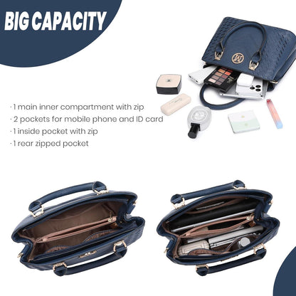 Handtasche Damen Mittelgroß PU-Leder Umhängetasche Schwarz