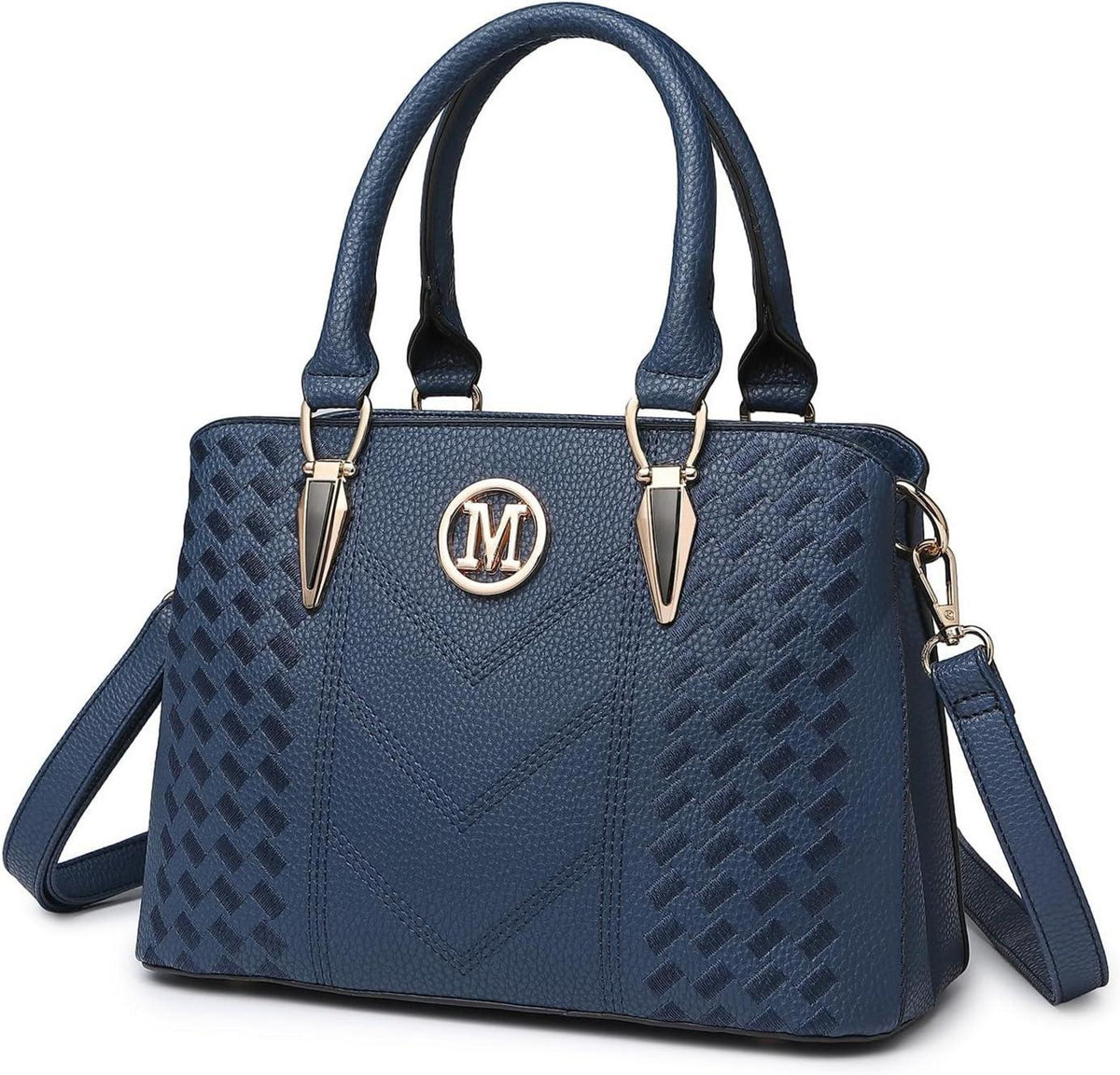 Miss Lulu Damen Handtasche Mittelgroß Umhängetasche PU Leder Schwarz
