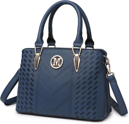 Miss Lulu Damen Handtasche Mittelgroß Umhängetasche PU Leder Schwarz