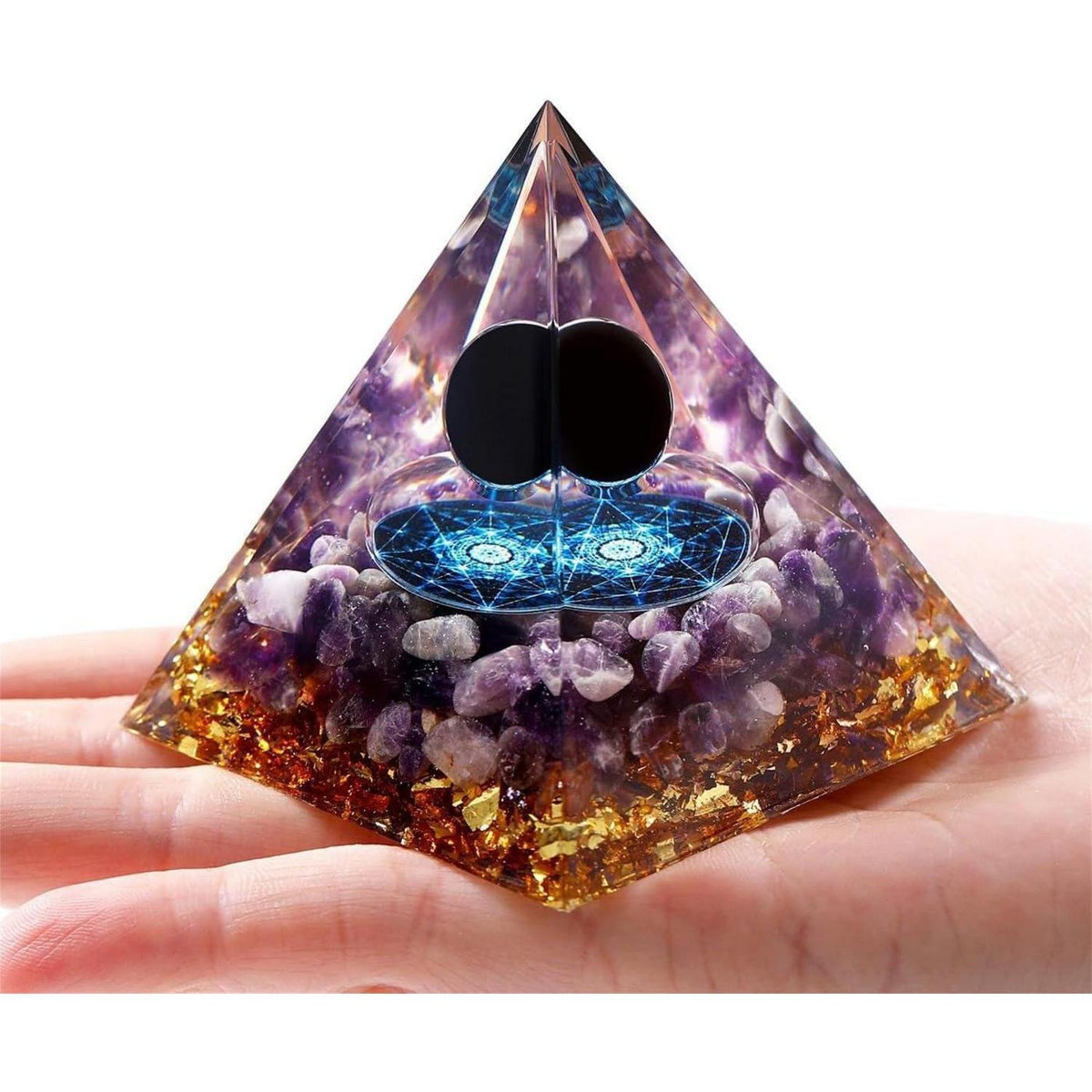 Heilkristall Pyramide Obsidian Amethyst 2.4 Zoll