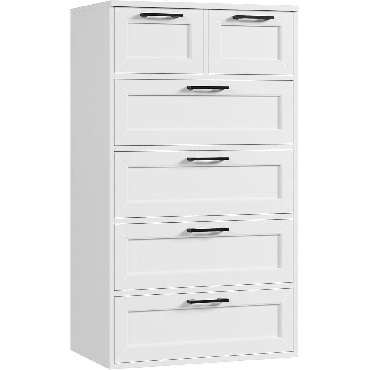 Weiße Kommode mit 6 Schubladen – Schlafzimmer Sideboard Holz Modern