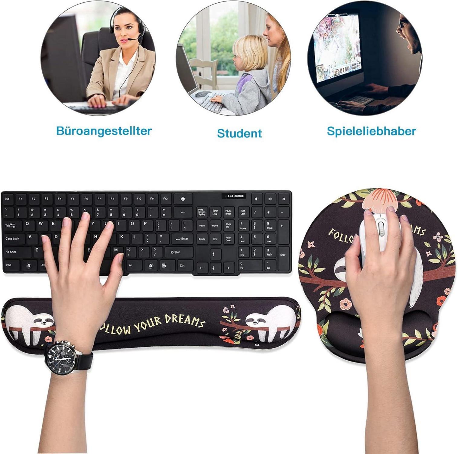 Ergonomisches Mousepad mit Handgelenkauflage und Gelkissen - Set