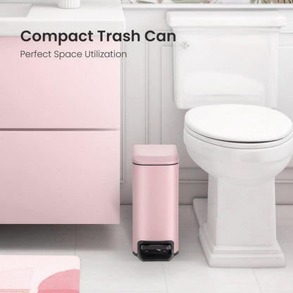 Edelstahl Badezimmer Mülleimer mit Deckel & Tretpedal Rosa
