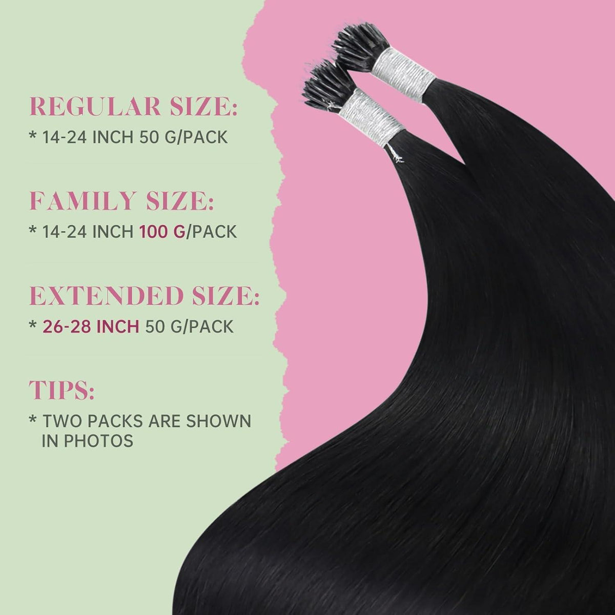 Echthaar Nano Ring Extensions Schwarz 35cm – Volumen & Länge