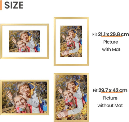 Bilderrahmen A3 Gold 3er Set - 29,7x42 cm Picture Frame