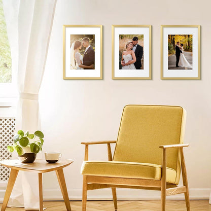 Bilderrahmen A3 3er Pack Gold Rahmen 29,7x42 cm Foto Collagenrahmen