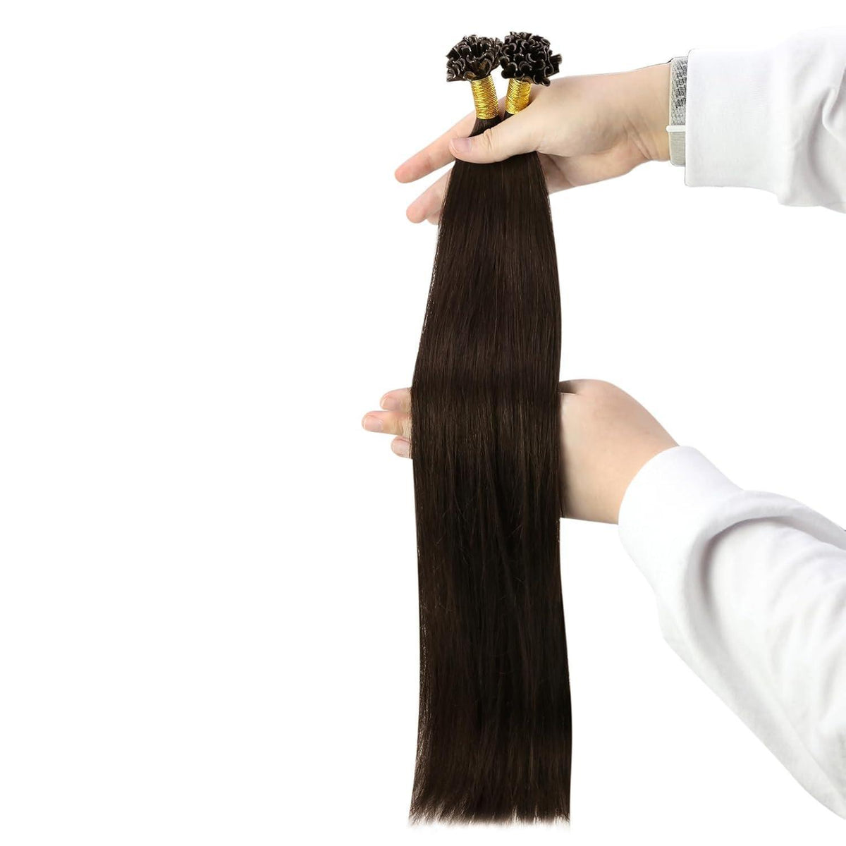 Echthaar Bondings Braun 40cm - Remy Keratin U Tip Extensions