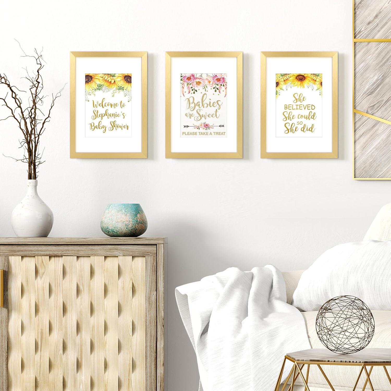 3er Pack Bilderrahmen A4 Gold für Fotos und Poster